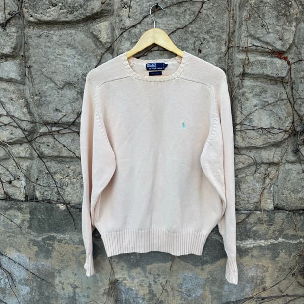 90s 폴로 랄프로렌 빈티지 코튼 레글런 니트 살구색 m