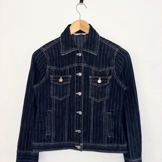 JAPAN VINTAGE 세로 스트라이프 데님 자켓