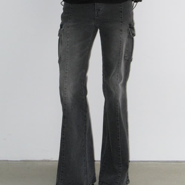 락케이크 Cargo Bootcut Jeans Black 카고 데님 청바지