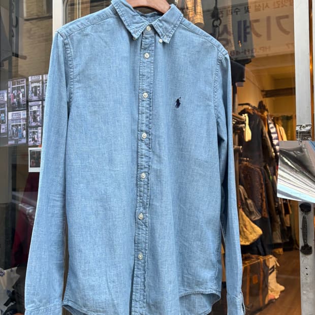폴로 연청 데님 셔츠 새상품급