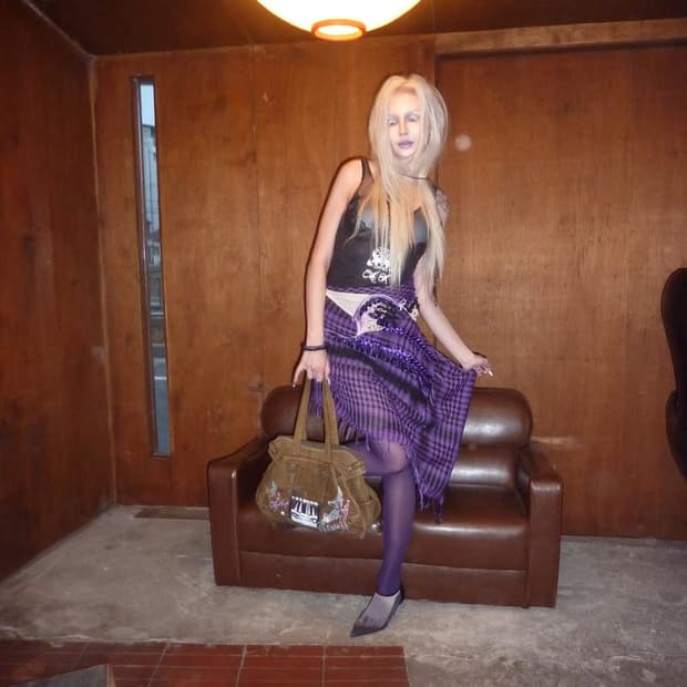 Purple check layered sk