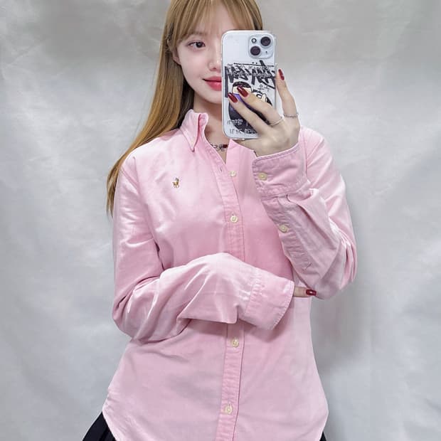 폴로 랄프로렌 핑크 멀티포니 솔리드 셔츠 
