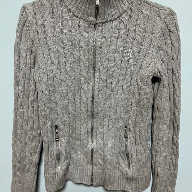 랄프로렌 꽈배기 니트 집업