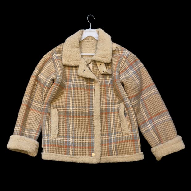 여성-FREE 하운드체크 양털자켓 