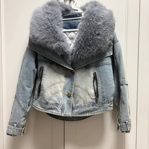 데님 퍼 자켓 누빔안감