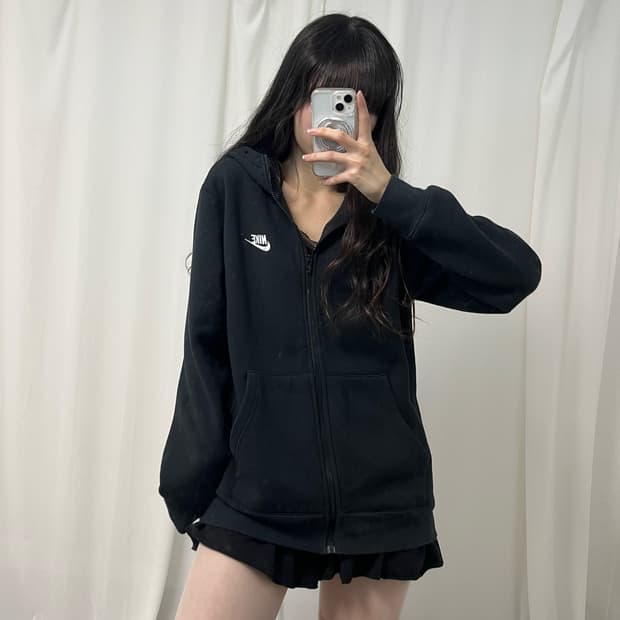 Nike black hood zip-up