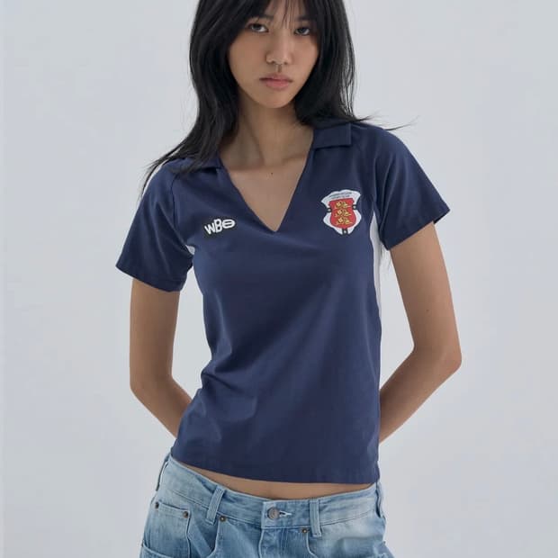 웰빙익스프레스 Cotton Football Half Sleeve Navy