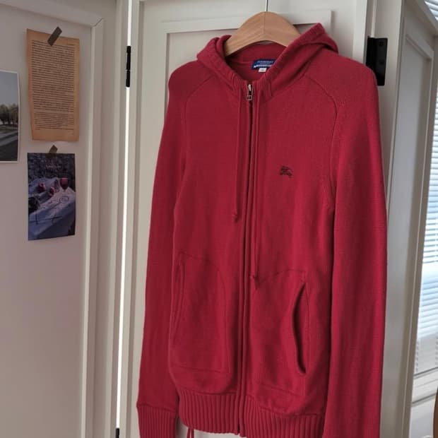 버버리 울 니트 후디 집업