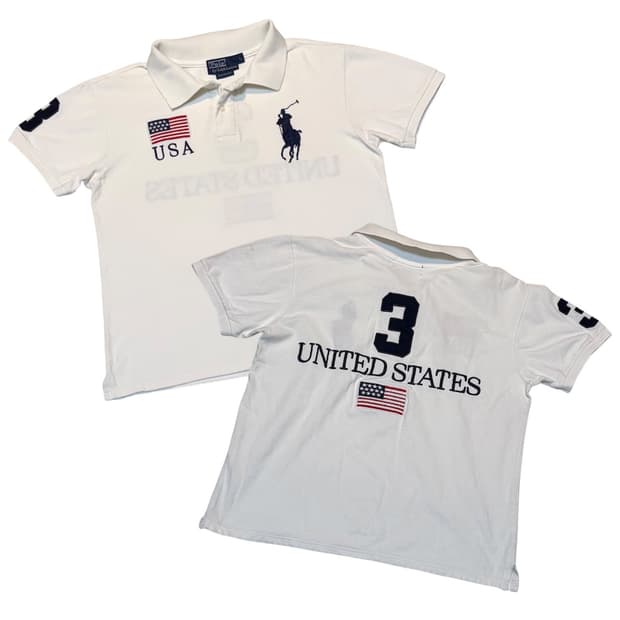 폴로 랄프로렌 빅포니 치프키프 성조기 카라티 화이트