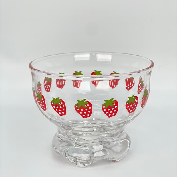 딸기 프린팅 문어발 유리 아이스크림볼 