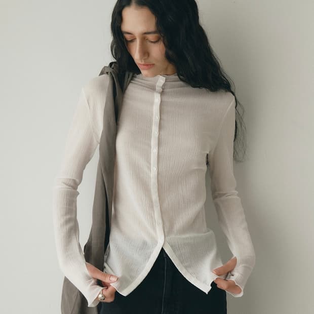 로우타이드 플리츠 버튼 탑