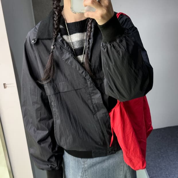 black oversized bomber jacket