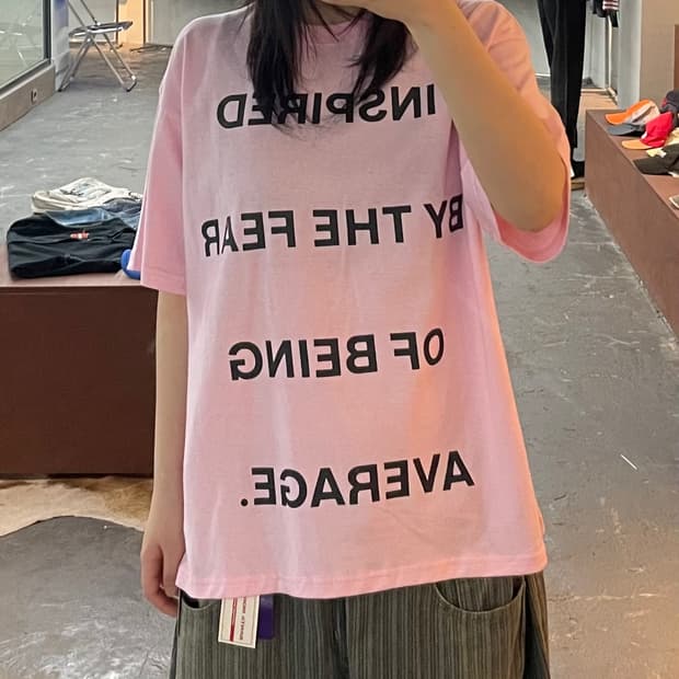 LUIRE 레터링 핑크 반팔 H2800