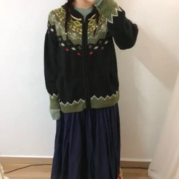 옷속무 빈티지 노르딕 니트 가디건