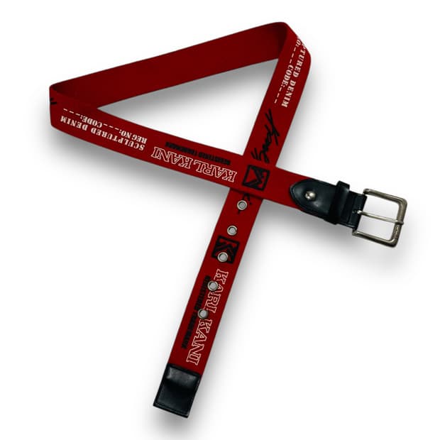 칼 카니 시그니처 로고 올드스쿨 힙합 레드 벨트