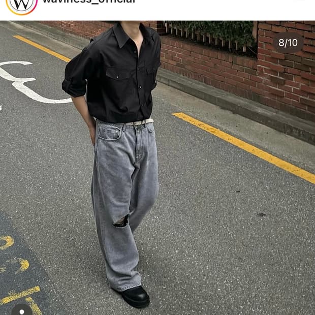 [1사이즈] 웨이비니스 웨스턴 포켓 셔츠 블랙