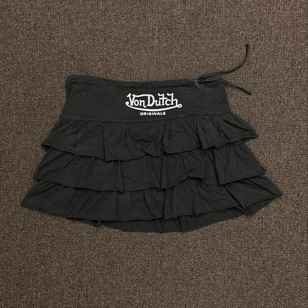OS)Von Dutch Y2K 빈티지 로고 프릴스커트