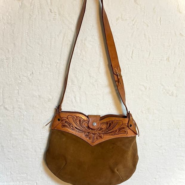 빈티지 히피 보헤미안 스웨이드 가죽 백팩