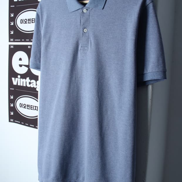 (XL) 유니클로 반팔 카라 티셔츠 연블루 무지 기본-H35639