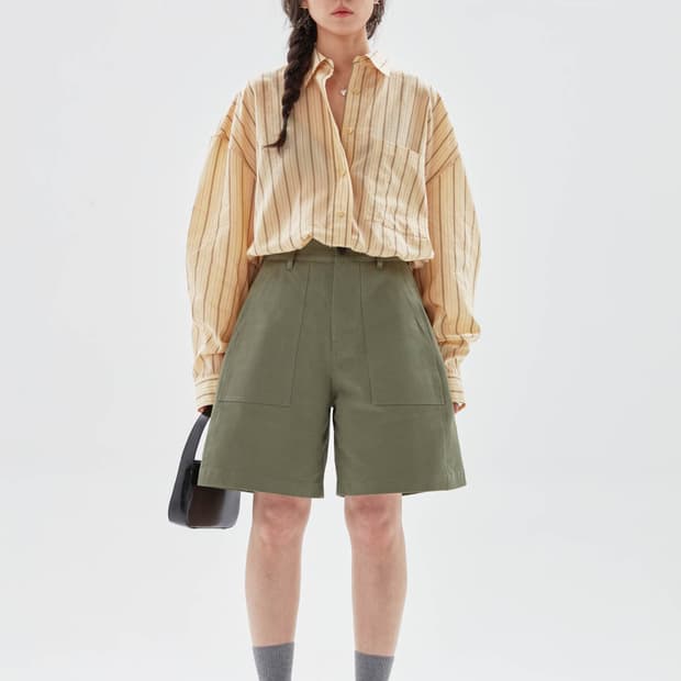 ethos flower half pants 에토스 하프팬츠 반바지 카키