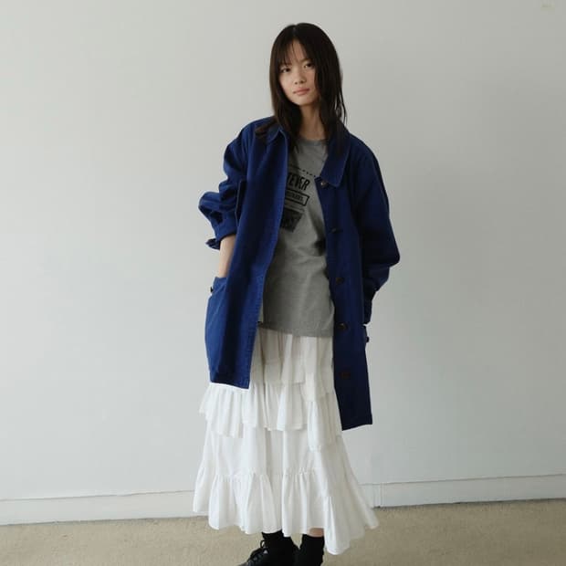 아유서울 러플미디스커트 Ruffled midi skirt