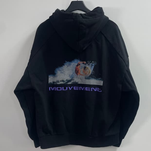 23ss 준지 무브먼트 로고 블랙 후드티 (on.645)  