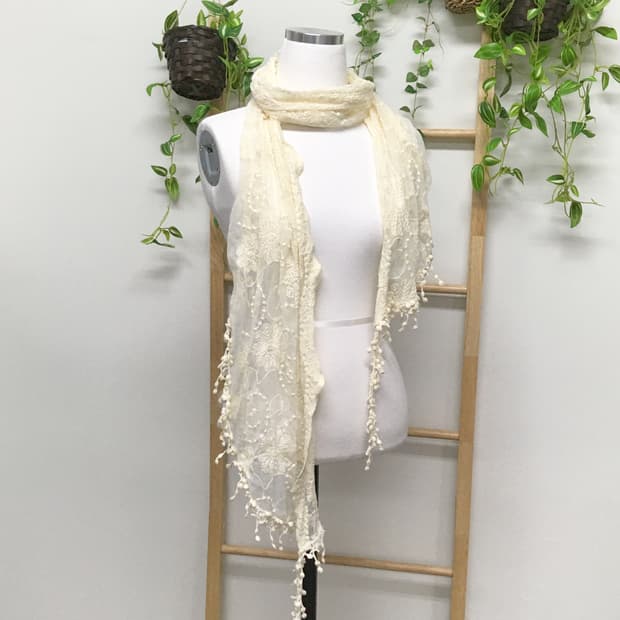 JPN/ 레이스스카프 아이보리스카프 모리걸스카프 모리룩스카프