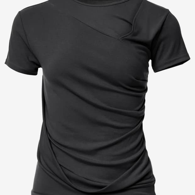 플레이업 Asymmetrical Draped T-Shirt