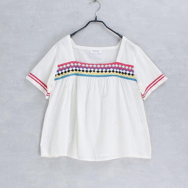 BEAMS BOY _ square neck cotton top