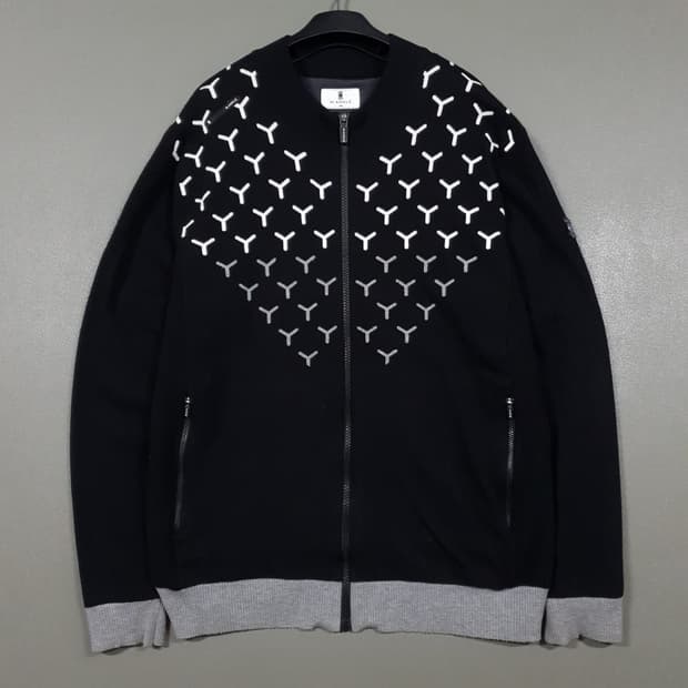 100 (L) 와이드앵글 골프 Y 패턴 방풍 니트 집업 스웨터 자켓 블랙