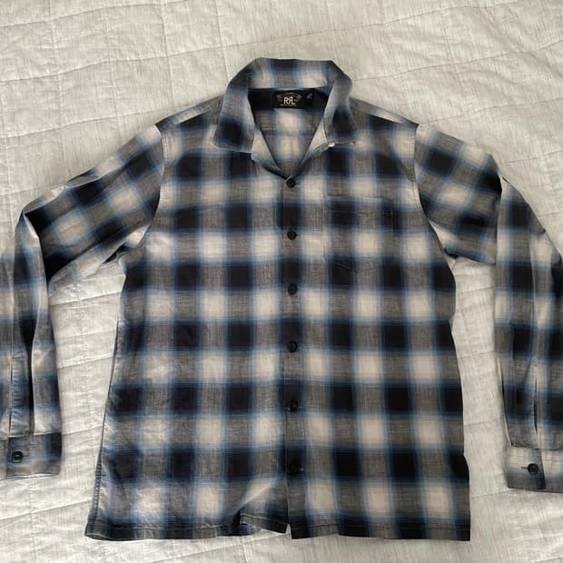 RRL 더블알엘 플레이드 오픈 칼라 캠프 셔츠