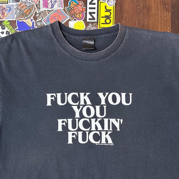 90s USA 식월드 Fuck You… 페이디드 빈티지 티셔츠 XL
