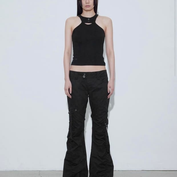 WASHED SHIRRING CARGO PANTS