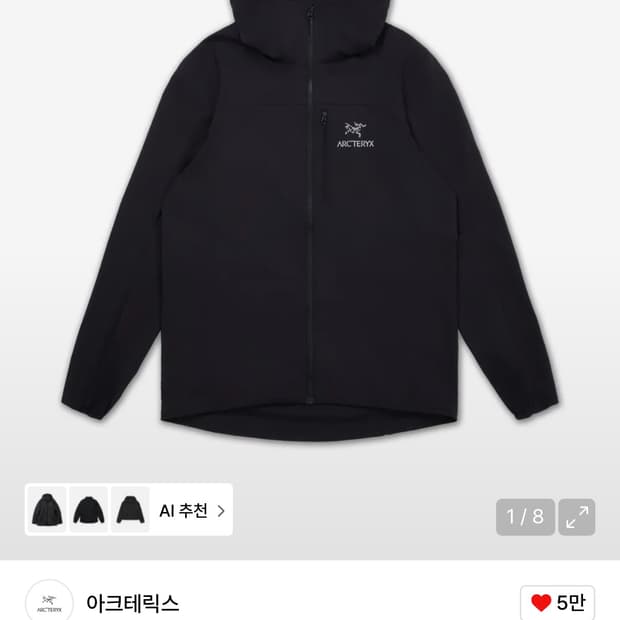 25fw 아크테릭스 스쿼미시 블랙 L 새상품
