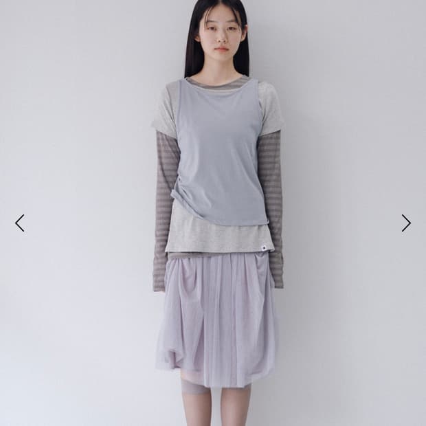 TWO-WAY LAYERED T-SHIRT, GRAY
