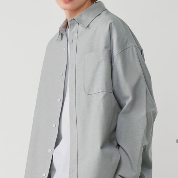 언탭트스튜디오_오버핏 옥스포드 셔츠_그레이M