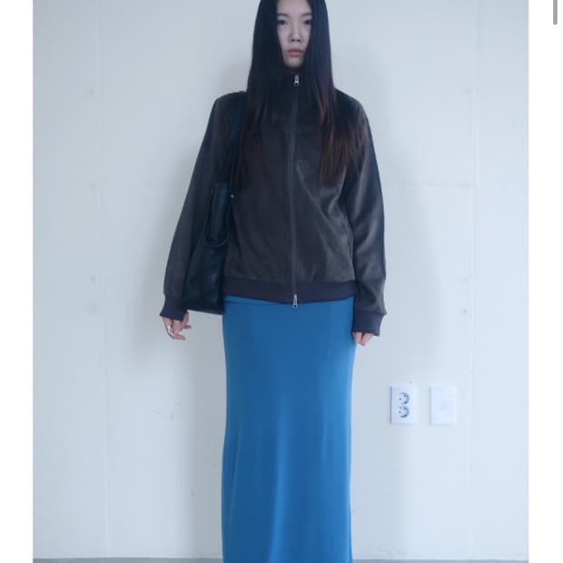 에프터먼데이 리브드 스웨이드 집업 