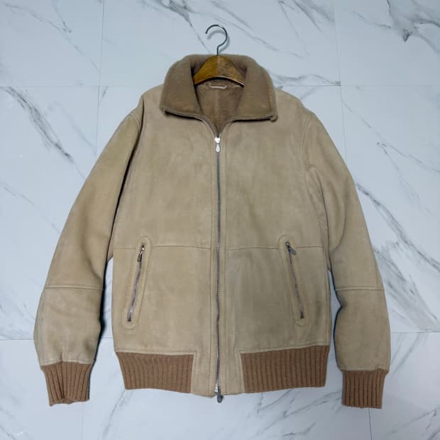 브루넬로쿠치넬리 레더 스웨이드 풀시어링 무스탕 자켓 L