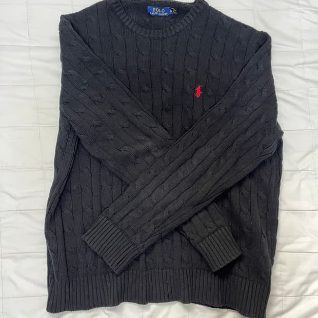 폴로 케이블 코튼 니트 블랙 XL