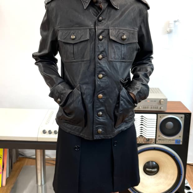 [S] 브라스 버튼 레더 자켓