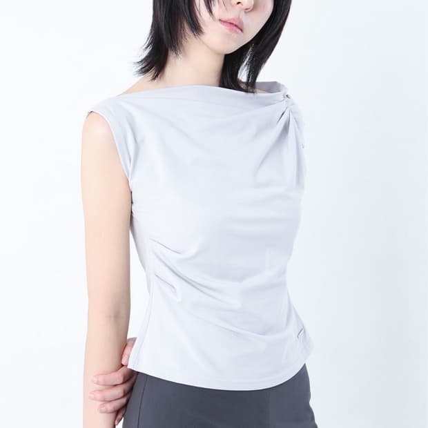 미세키서울 Slanted sleeveless top GREY
