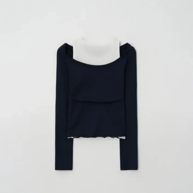 제니오 페이 레이어드 롱 슬리브 네이비