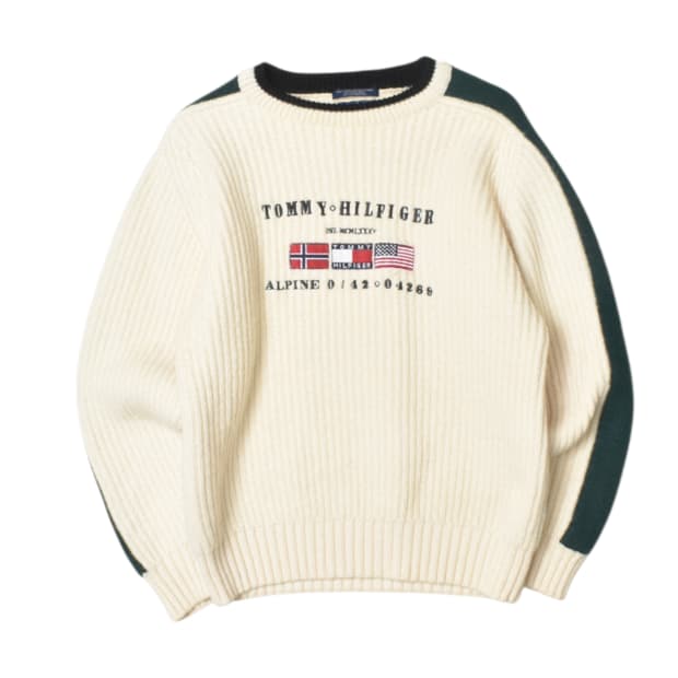 90S 타미힐피거 헤비 울 니트 스웨터 L N3238