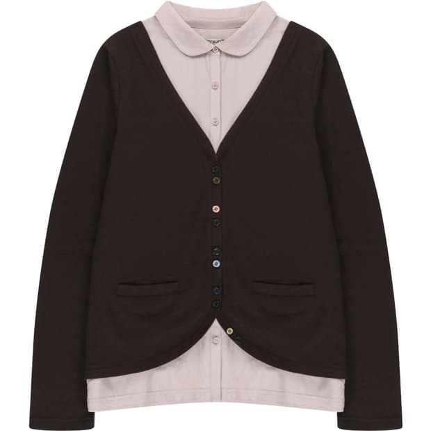 코이세이오 레이어드 셔츠 가디건 브라운