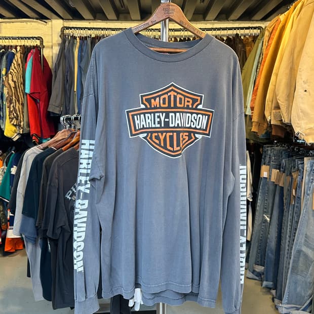 할리데이비슨 프린팅 롱슬리브 티셔츠