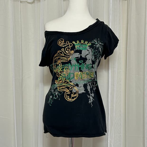 Y2K 그런지디테일 스팽클 반팔 탑 