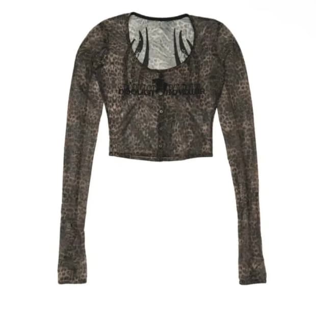 604service 레오파드 메쉬 가디건