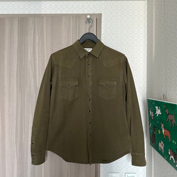 생로랑 웨스턴 셔츠 카키 XL