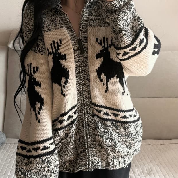 일본 유니클로 노르딕 순록 집업 