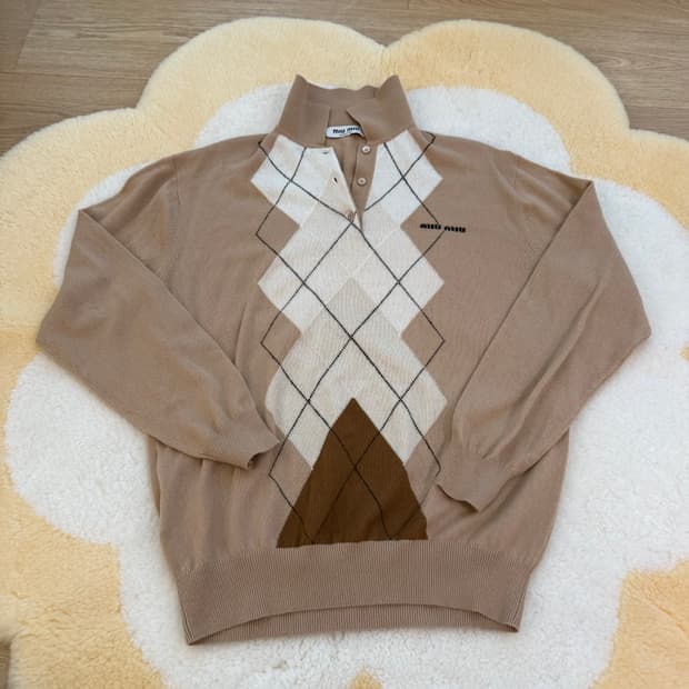 미우미우 캐시미어 아가일 니트 it 36 윤아 전종서 착용 miu miu